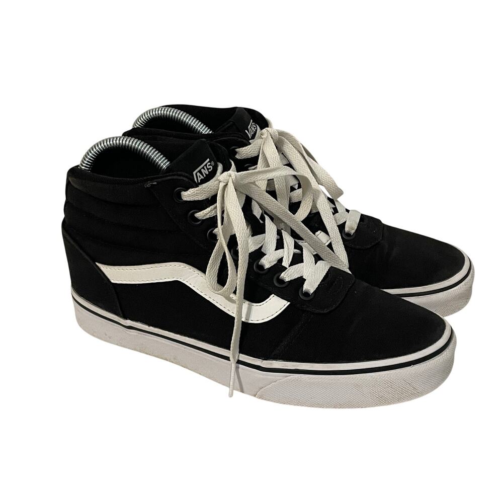 Vans Ward Hi Top Canvas Sneakers Skate Shoes Size 7.5 Black White